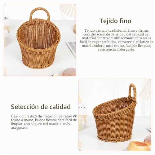 Cestas colgantes con mango organizadoras hechas de mimbre tejida pack de 2 5