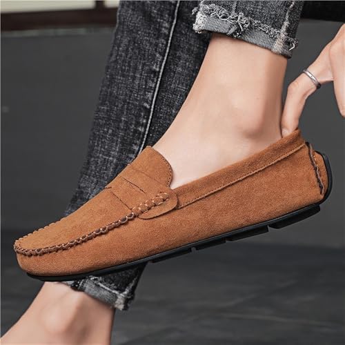 Men's Loafers Genuine Leather Round Toe Suede Vamp Loafer Comfortable Flat Heel Anti-Slip Outdoor Slip On2