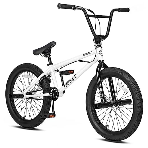 cubsala 20 Inch Kids Bike Freestyle BMX Bicycles for 6 7 8 9 10 11 12 13 14 Years Old Boys and Beginner Riders with pegs, White