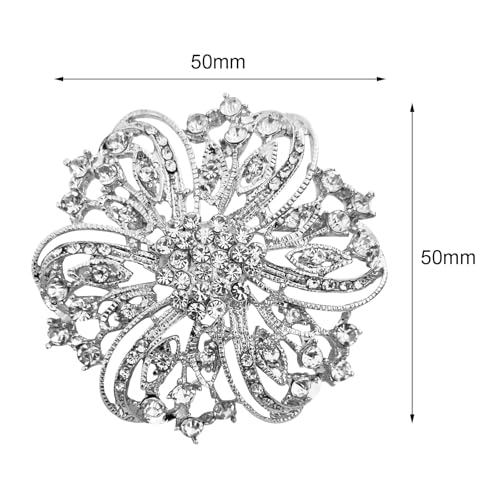 Image of Rhinestone Brooch for Women Silver Brooch Pin for Women Sparkle Crystal Rhinestone Pins Flower Brooch Pin Dainty Jewelry Pins for DIY Bridal Wedding Bouquet
