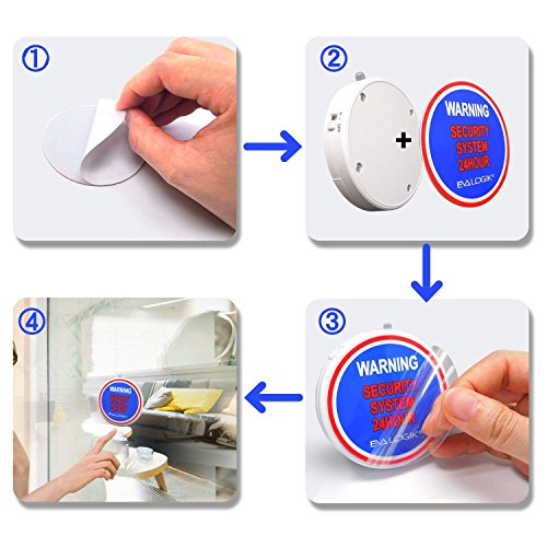 image for EVA LOGIK Window Alarm 4 Packs - Loud 120dB Alarm and Vibration Sensor