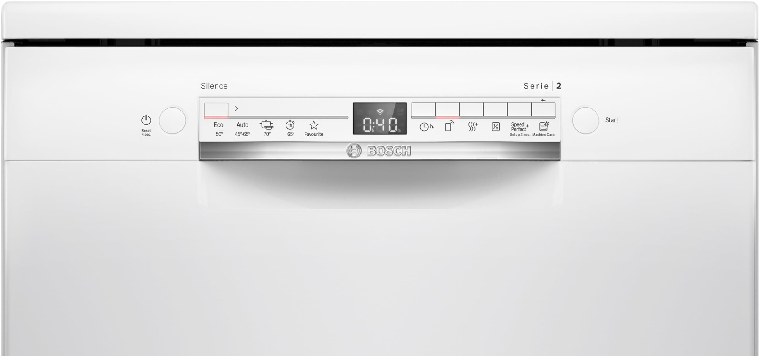 Bosch SMS2HTW08E Serie 2 zmywarka wolnostojąca, 60 cm, Smart Start, potwierdzona wydajność higieniczna, dodatkowe suszenie, ulubiony program, Silence on Demand, AquaStop, Home Connect, biała