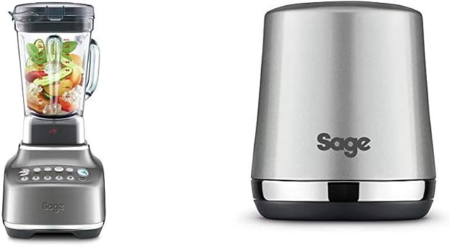 Sage SBL820SHY The Super Q Blender, ABS, 1800 W, 2 Liters, Smoked Hickory with SBL002 The Vac Q, Silver