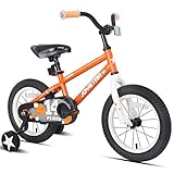 JOYSTAR 14 Inch Pluto Kids Bike with Training Wheels for Ages 3 4 5 Year Old Boys Girls Toddler Children BMX Bicycle Orange