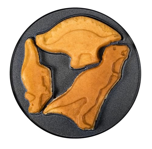 Image of Nostalgia MyMini Dinosaurs Shape Electric Waffle Maker, 5-Inch Non-Stick Griddle for Waffles, Hash Browns, Eggs, and More, Orange