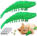 ProLeo Catnip Fish Cat Toy, Toothbrush Catnip Toy Cat Teeth Cleaning Chew Toy, Shrimp Shape, Silicone, 2 Pieces