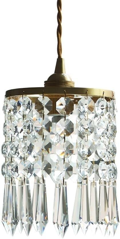 Lampe à suspension prisme en cristal et tête bronze suspendue pour maison