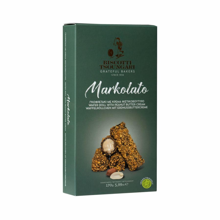 Biscotti Tsoungari -Markolato– Wafer Roll With Peanut Butter, 170g (5.99 oz)