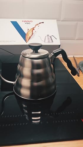 650 ml zwanenhals ketel, giet over ketel kookplaat inductie met thermometer, roestvrijstalen koffieketel (zwart