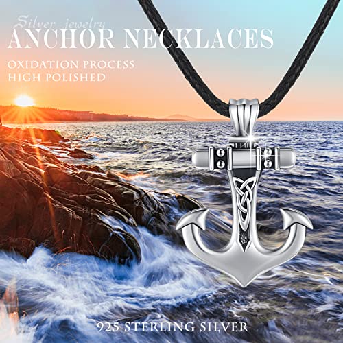 Medwise Anchor Necklace For Men 925 Sterling Silver Celtic Pendant Nautical Necklace Oceans Jewelry Sea Gifts For Husband Women Wife #TOP2
