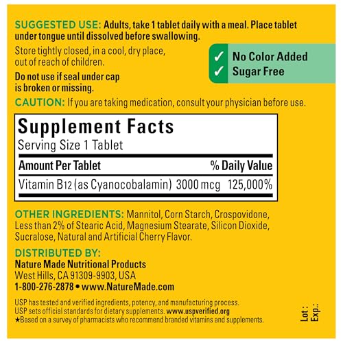 Nature Made Vitamin B12 3000 mcg Fast Dissolve Tablets, 40 Tablets - image 8