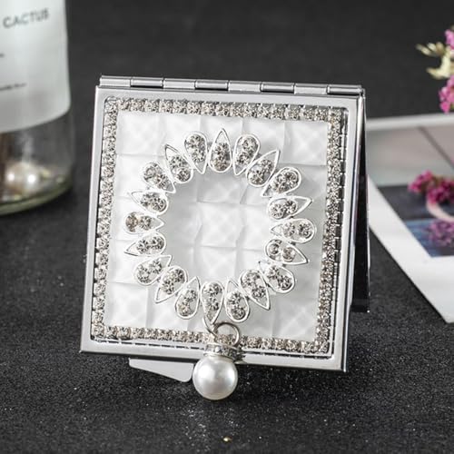 Espejo de Maquillaje Portátil HEALLILY Plegable Vintage