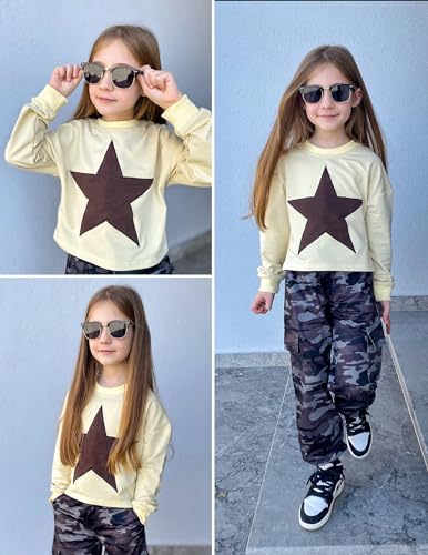 Image of Arshiner Girls Crop Tops Kids Long Sleeve Pullover Sweatshirts Girls Cropped Crewneck Sweatshirt for Teen Girl
