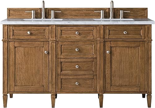 James Martin Vanities 650-V60D-SBR-3CAR James Martin Vanities 650-V60D-3CAR Brittany 60' Double Basin Hardwood Vanity Set with Carrara Marble Top