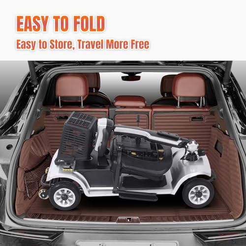 Image of Movcan S-02 4 Wheel Electric Mobility Scooter for Adults & Seniors, 419 LB Capacity,Up to 4 MPH 22 Miles Long Range, Foldable Electric Wheelchair for Travel with 360 Swivel Seat & UL Certified Safety