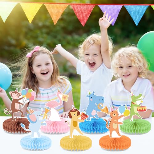 12 PCS Animal Parade Party Honeycomb Centerpieces Safari Party Table Decorations 3D Animal Parade Table Centerpieces for Boys Girls Zoo Safari Jungle Theme Birthday Parties Baby Shower Home Decor by Oitnlaughter - Used condition - Image 7