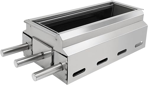 Miniatura 8 de DYRABREST Parrilla portátil de carbón de 2 niveles con asas antiquemaduras, área de parrilla de 17.72 x 5.71 pulgadas, parrilla compacta para