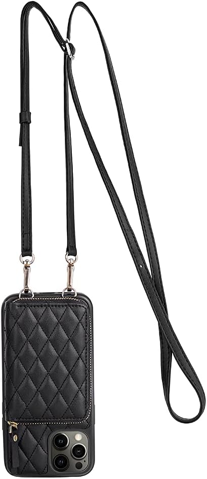 LAMEEKU Designed for iPhone 13 Pro Max Wallet Case with Card Holder, Leather Crossbody Case for Women Shockproof Case Compatible with iPhone 13 Pro Max, 6.7 Inch-Black
