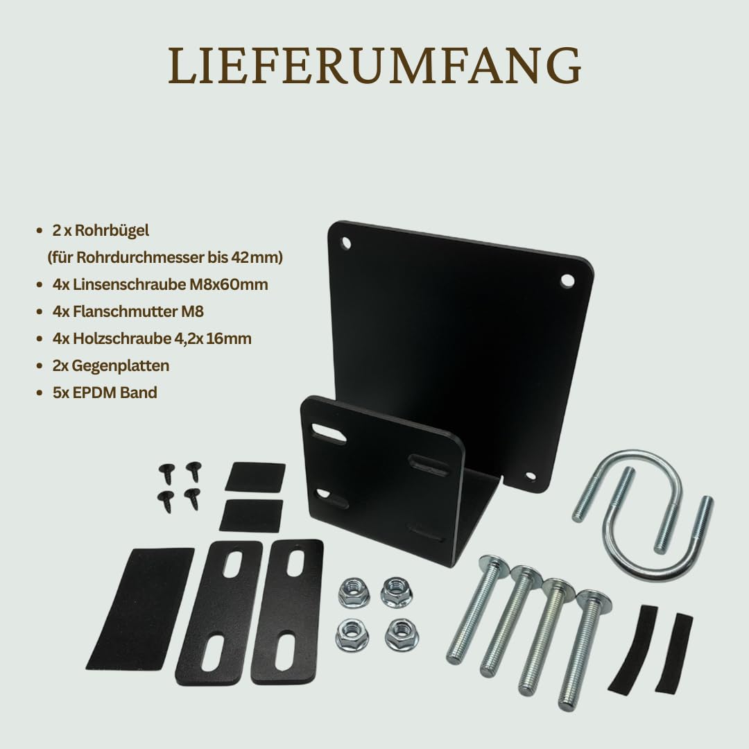 Universeller Balkon-Adapter – stabile Halterung ohne Bohren | Metall, schwarz pulverbeschichtet | Halter | Adapter | für Vogelhäuser, Laternen, Tischplatten, Balkonerhöhungen & mehr
