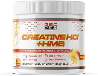 Creatine HCl + HMB for Athletes – Performance & Recovery Formula – 2g Creatine HCl, 2.5g HMB – Fast Absorption, No Bloat, No Loading – 30 Servings – GEC (Standard, Mango)