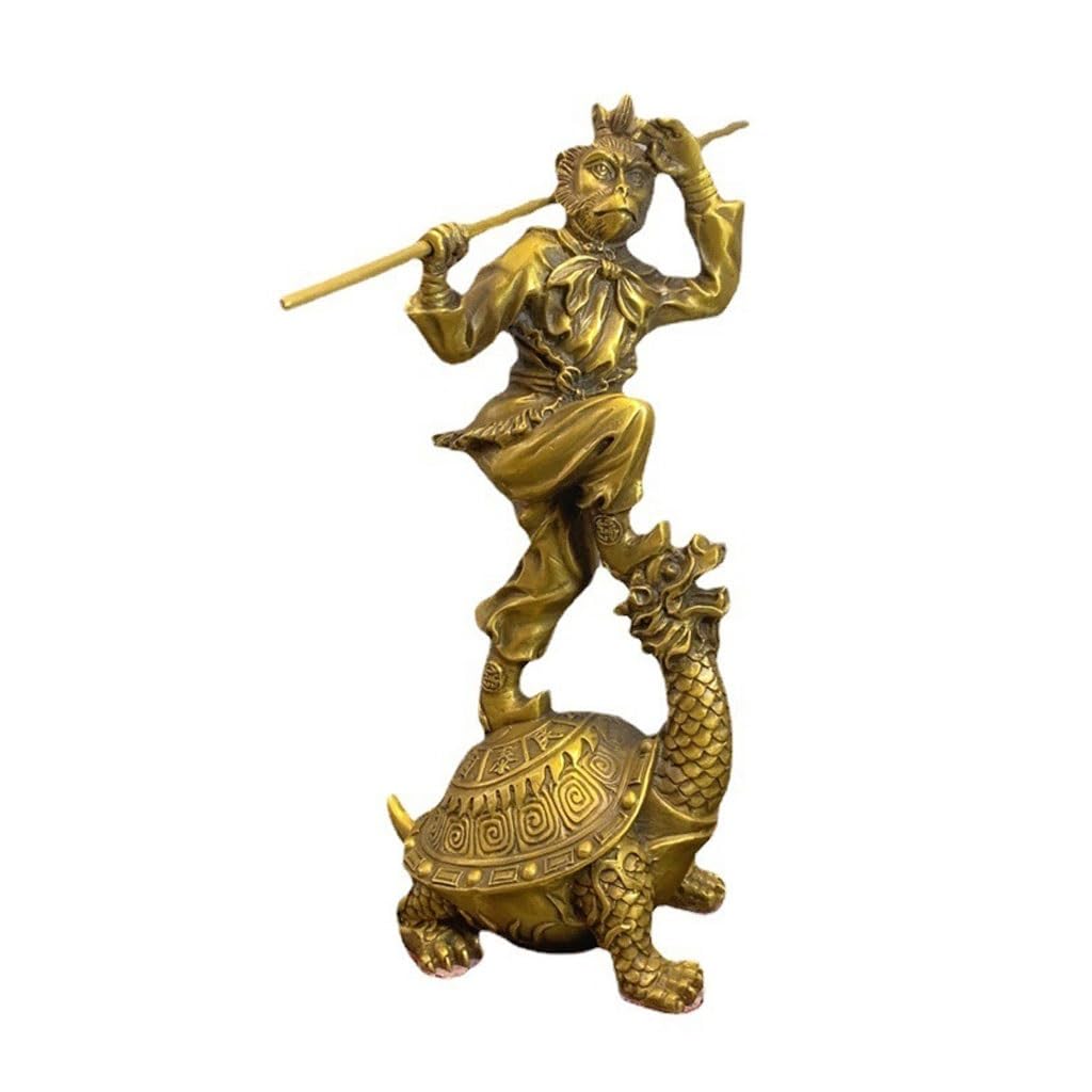 IUokLU Statue Study Room Antique Shelf Brass Monkey Decoration Home Wine Cabinet Shelf Decorative Sculpture Desk Decoration Brass Figurine (size_name M)