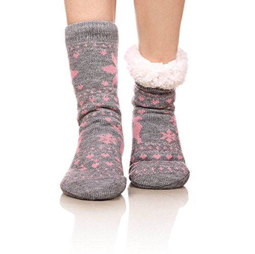 Fralosha Women's Slipper Socks Set 6 Pairs Fuzzy Floor Warm Socks Winter Soft House Anti-Skid Lined Christmas Socks With Box #TOP2