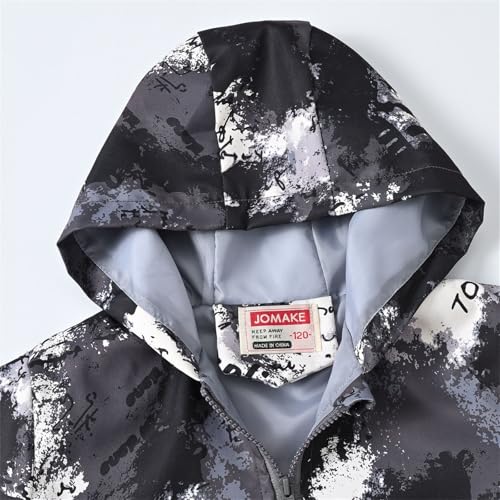Kids Girls Waterproof Windbreaker Jacket Long Sleeve Full Zip Up Hoodie Boys Cool Print Lightweight Coat Outwear3