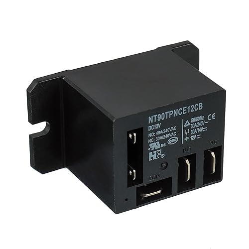 Miniatura 2 de NT90-DC12V-10X Relé de potencia DC 12V bobina 120 VCA 30A SPDT (1NO 1NC) con montaje de brida y 10 terminales de conexión rápida cables mini relé