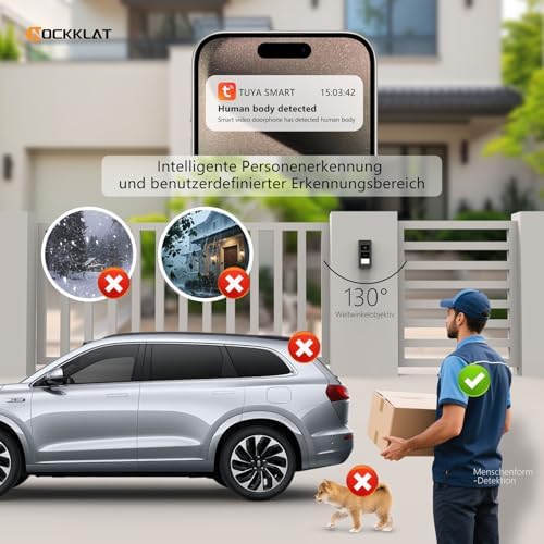 Bild 4 - WLAN 2 draht Video-türsprechanlage mit Kamera IP65, 1080p HD, 7 Zoll Touchscreen, Entriegelung familienhaus per App/Swip karte, Bewegungserkennung,Nachtvision, lokale Wetterinformationen