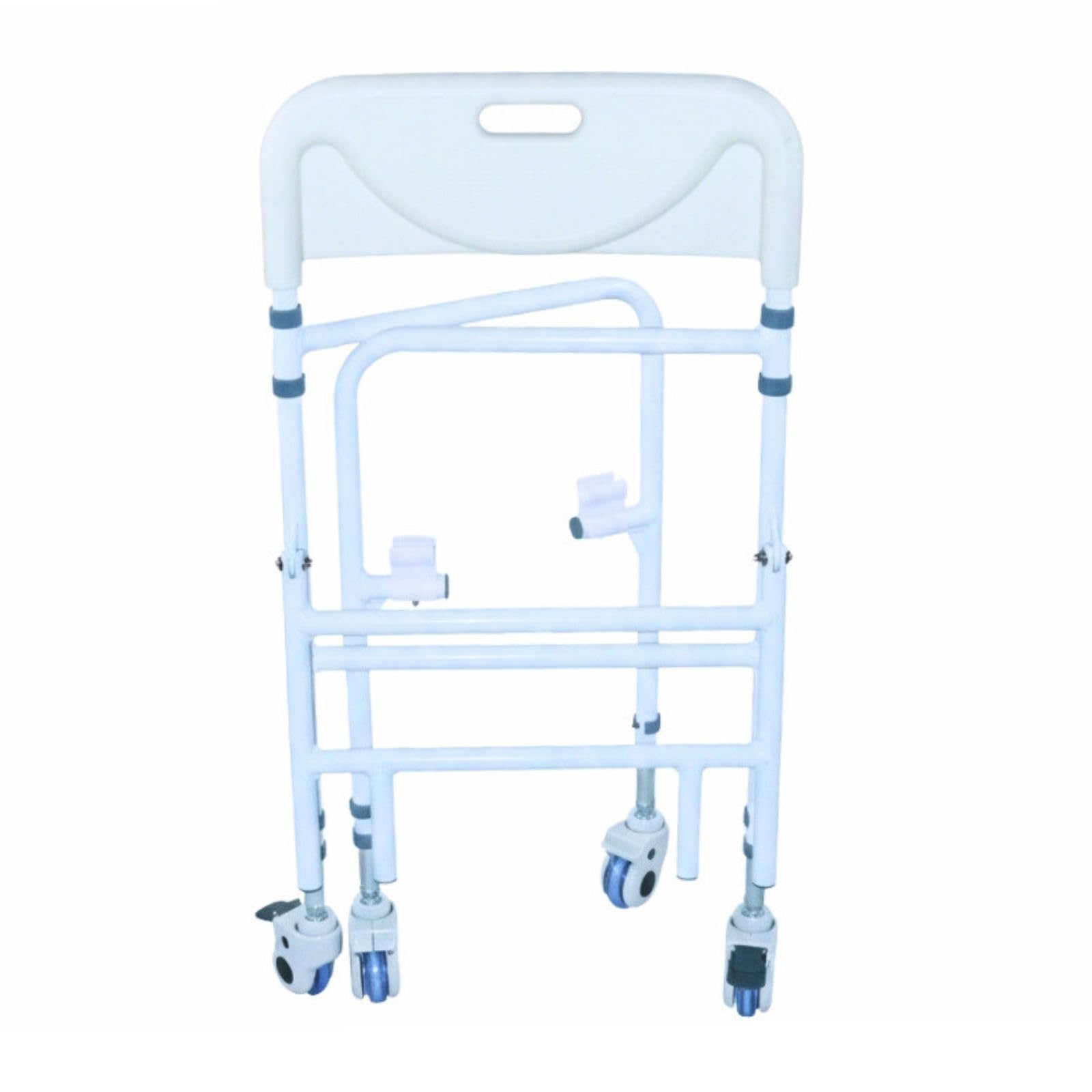 Ausilium Sedia da Doccia Pieghevole con Ruote e Freni per Anziani e Disabili - Sedia Bagno in Alluminio Regolabile in Altezza, Seduta Ergonomica Antiscivolo - Portata 114 kg
