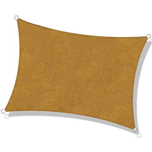 DEXIAO Toldo Vela de Sombra, Poliéster Toldo Vela Protección Rayos UV Impermeable Resistente para Patio jardín pérgola Patio Trasero (2×3m, Arena) Cover