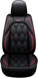 Front and Back Seat Covers 5 Pieces For Ford Mustang 2004-2023 Leather Cushion Protector Waterproof Vehicle Covers,(Color:black and red lines)