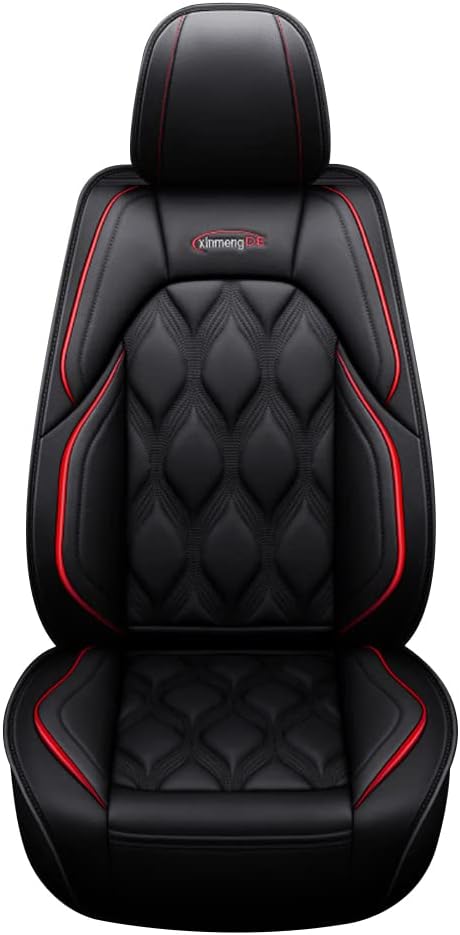 Front and Back Seat Covers 5 Pieces For Ford Mustang 2004-2023 Leather Cushion Protector Waterproof Vehicle Covers,(Color:black and red lines)