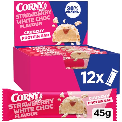 Corny Protein Crunchy White Chocolate Strawberry | 30% Protein | 12 x 45 g – Ansicht 1
