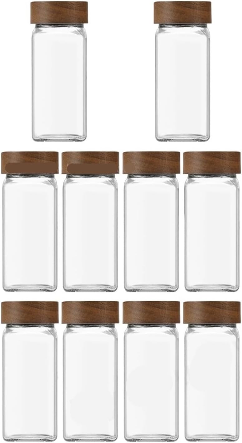 13Pcs Glass Spice Jars With Bamboo Lids 4oz Jar Set Seasoning Organizer Storage Bottles For Rack(13pcs 4ozl jars set)