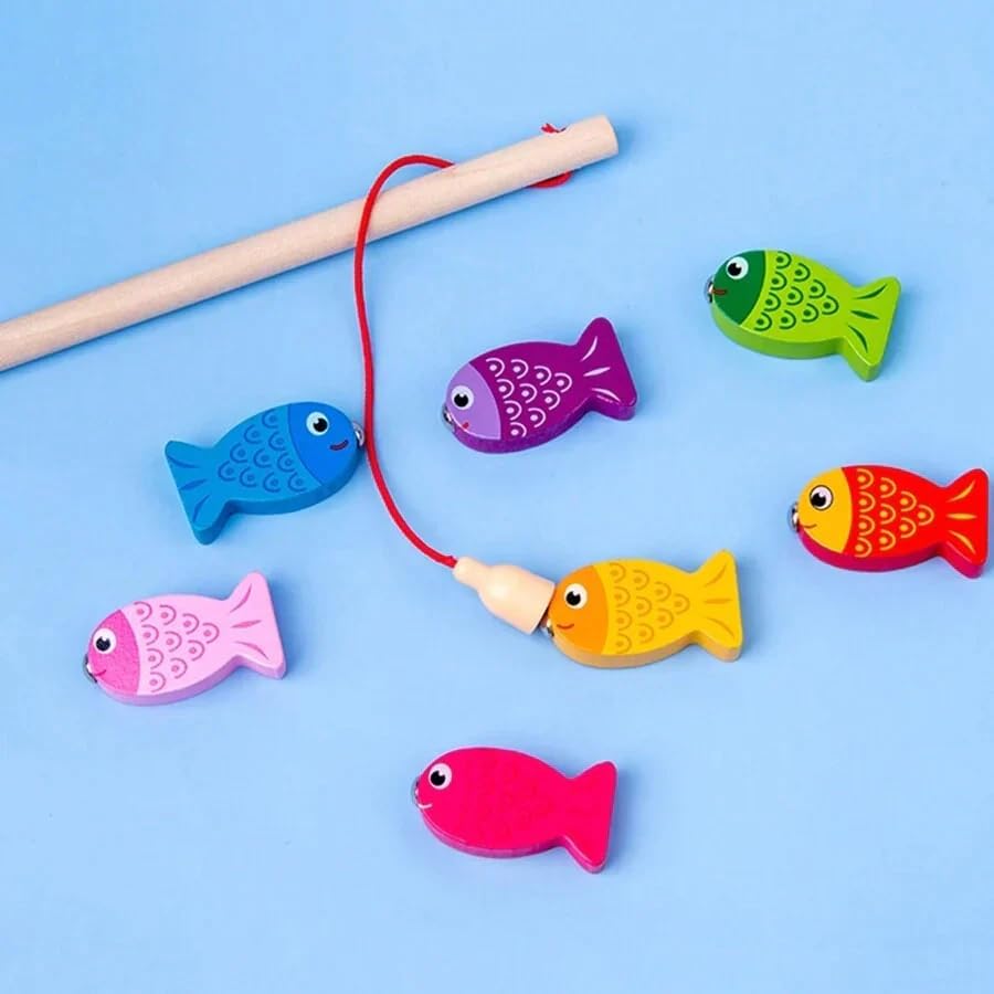 Fishing Game for Kids Wooden Magnetic Fish Catching Game Toy Set - 10 pcs (B0D9GWJK4K) Amazon Price History, Amazon Price Tracker