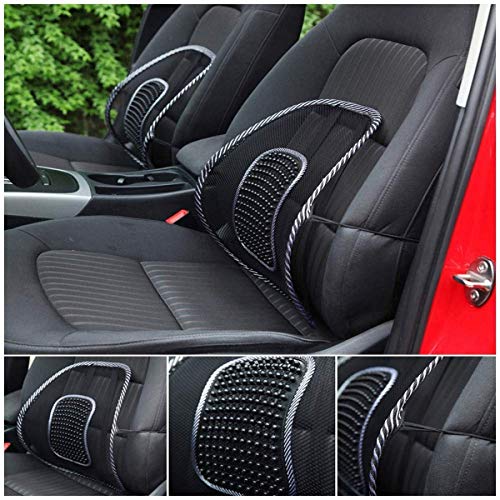 Mesh Lumbar Support Cushion for Car Seat and Office Chair, Back Rest with Massage Beads, Black Mesh Lumbar Support Cushion for Car Seat and Office Chair, Back Rest with Massage Beads, Black