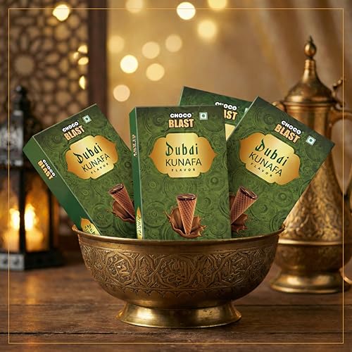 Image of Choco Blast Dubai Kunafa Flavor Chocolate Pistachio Filled Waffle Cone Gift Box