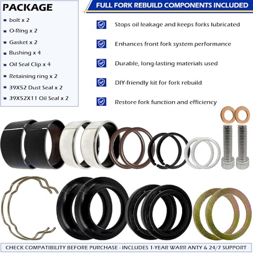 Image of 39mm Front Fork Bushing Dust Oil Seals Rebuild Kit For Dyna Forty Eight Sportster Iron 883 1200 XL883 XL1200 1990-2013 FXD Dyna 1990-2013 OEM#495607