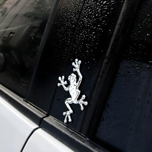 Image of 3D Metal Chrome Frog Car Emblem, Highly Distinctive car Decals, Car Decal Sticker Side Rear Trunk Decoration Accessories, Unisex Frog Auto Parts