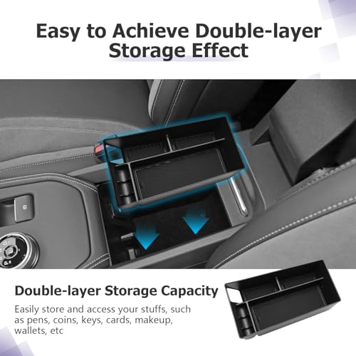 Image of LUWU 3PCS 2025 2026 Mustang Mach E Dashboard Storage Tray Compatible with Ford Mustang Mach E 2021-2026 Accessories Center Console Armrest Box Hidden Organizer Tray Behind Screen ABS Material