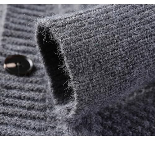 Men's Youth Trendy Half-High Collar Long Sleeved Knitted Cardigan Retro Twist Sweater4