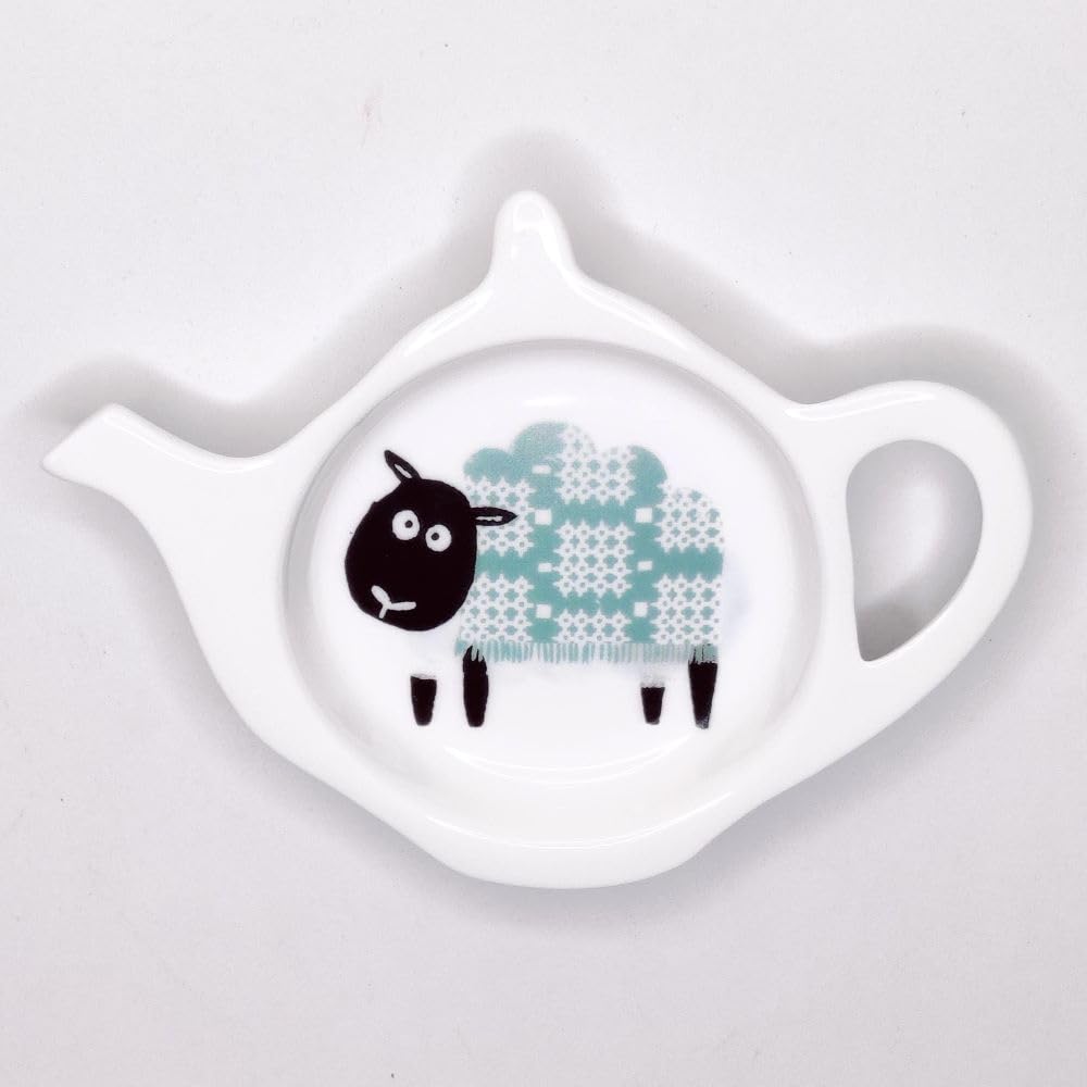 Redwood Collection Teal Tapestry Design Fine Bone China Teabag Tidy - Teabag Tidy - Round - Ceramic - Teal