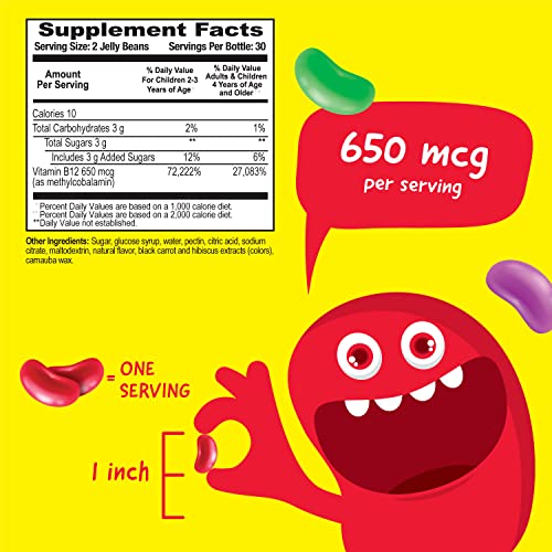 Vitaworks Vitamin B12 650Mcg Jelly Beans For Kids - Tasty Natural Berry Blast Flavor - Vegan, Gmo-Free, Gluten Free, Nut Free - Dietary Supplement - Energy Support For Children - 60 Jellies #TOP1