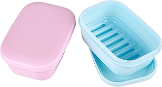 Soap Travel Container Portable Soap Case Leakproof Soap Box Soap Saver Dish Soap Bar Holder for Camping, Outdoor, Bathroom, Shower, Gym, Hiking(2pcs-Pink, Blue)