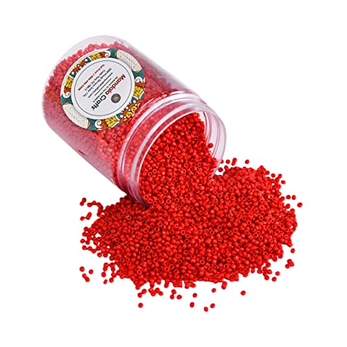 Image of Mandala Crafts 8 /0 Glass Seed Beads for Beadwork - 6000 Pcs 3mm Opaque Red Round Small Rocaille Beads for Jewelry Making, Necklace Bracelet Earring Craft Supplies