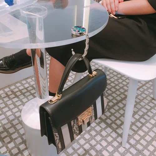 Image of HASTHIP 3Pcs Aesthetic Mandala Metal Desk Bag Hanger - Portable Folding Ring for Table, Office Desk - Aluminum Alloy Removable Hooks for Handbag, Backpack