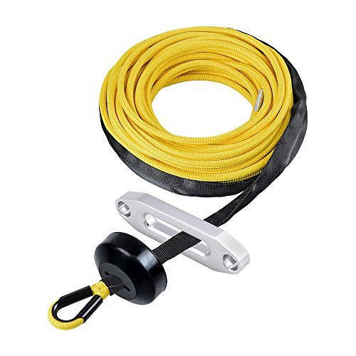 Astra Depot 50ft x 1/4 inch (ellow Synthetic Winch Rope Hawse Fairlead Rubber Stopper for ATV UTV SUV Truck KFI Ramsey