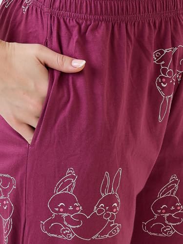 Image of AV2 Women's Cotton Printed Round Neck Short Sleeve Nightsuit Set | Pajama Set | Casual Night Dress for Women- 2887