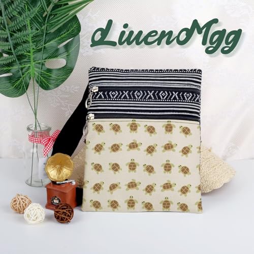 Cartoon Sea Turtles Messenger Bag Small Ethnic Pattern Adjustable Strap Crossbody Zipper Pouch Cartoon Sea Turtles Phone Organizer Wallet Cute Shoulder Handbag for Women Friends 5